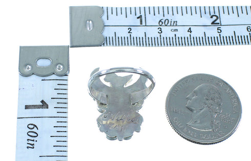 Zuni Multicolor Inlay Thunderbird Sterling Silver Ring Size 7-1/4 RX106548